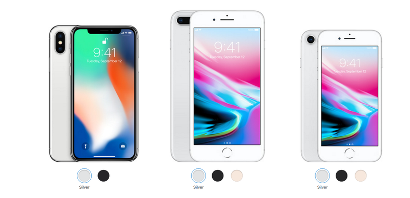 The iPhone X will come in space gray and silver, while the iPhone 8 and 8 Plus will get a third color option in gold.